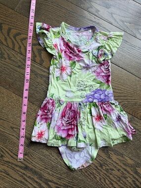 Posh Peanut Light Green Floral Ruffle One-Piece tutu dress 18-24 month baby EUC